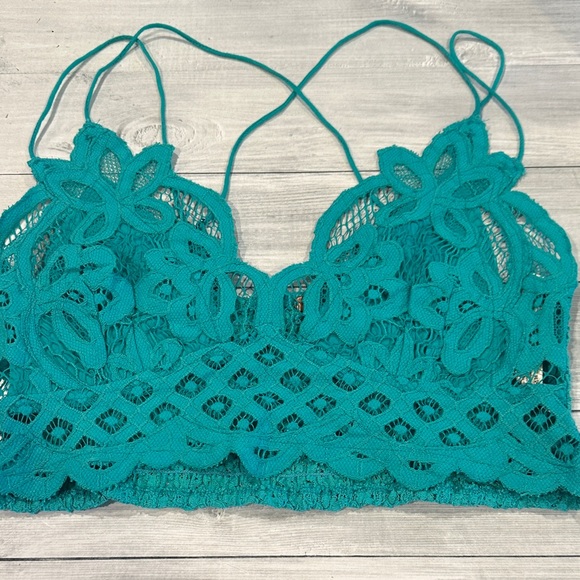 Free People Tops - Free People Sz Medium Turquoise Lace Bralette